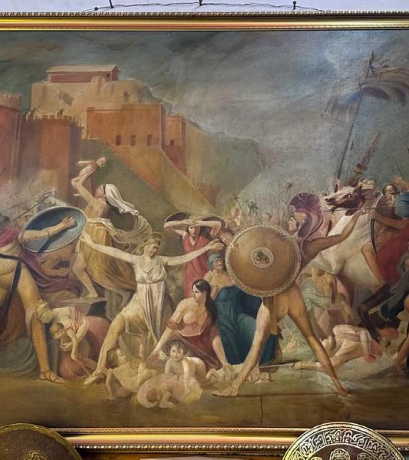 Ancient War – Grand Historical Oil Painting (Framed)